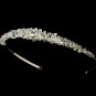 Silver AB Swarovski Crystal White Pearl Tiara Headband