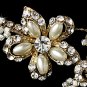 Gold Rhinestone Pearl vory Flower Bridal Tiara Headband