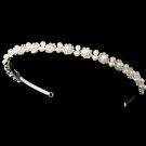 Silver Rhinestone Crystal White Pearl Headband Tiara
