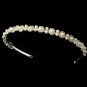 Silver Rhinestone Crystal Ivory Pearl Headband Tiara