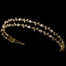 Gold Rhinestone Crystal Double Vine Headband Tiara