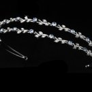 Silver Light Blue Crystal Double Vine Headband Tiara