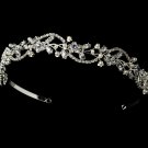 Silver Blue Rhinestone Crystal Floral Tiara Headband