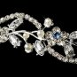 Silver Blue Rhinestone Crystal Floral Tiara Headband