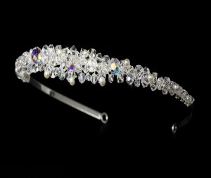 Silver Swarovski Crystal Pearl Bridal Tiara Headband