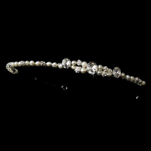 Silver Pearl Rhinestone Crystal Elegant Headband Tiara