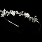 Silver Swarovski Crystal Pearl Flower Tiara Headband