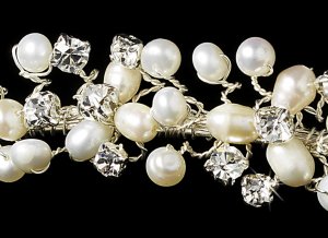 Silver Freshwater Pearls Rhinestone Headband Tiara