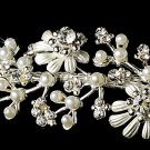 Silver White Pearl Rhinestone Flower Headband Tiara