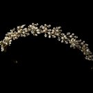 Gold Ivory Pearl Rhinestone Flower Headband Tiara