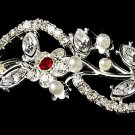 Silver Red Rhinestone Crystal Floral Tiara Headband