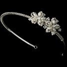 Silver Rhinestone Pearl Flower Bridal Tiara Headband