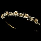 Gold Swarovski Crystal Pearl Flower Tiara Headband