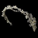 Silver Swarovski Crystal Pearl Vine Headband Tiara