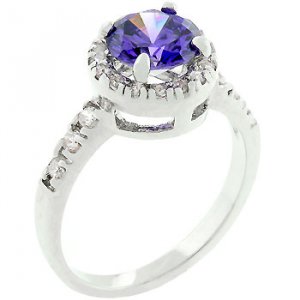 NEW White Gold Tanzanite CZ Fashion Ring