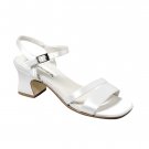 White Satin Dyeable Girls Sandal Dress Shoes Wide