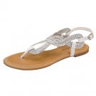 Silver Braided Rope Flat Sandal Womens Shoes