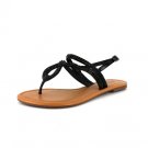 Black Rhinestone Flat Sandal Womens Shoes