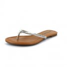 Silver Rhinestone Flip Flop Flat Sandal Shoes