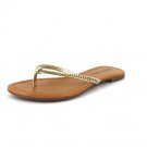Gold Rhinestone Flip Flop Flat Sandal Shoes
