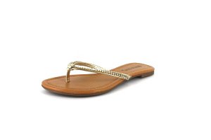 Gold Rhinestone Flip Flop Flat Sandal Shoes
