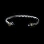 Silver Black Rhinestone Tipped  Bangle Bracelet