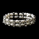 White Pearl Rhinestone Crystal Bridal Bracelet