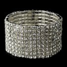 Silver Clear Rhinestone Crystal Stretch Bracelet