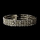 Silver Clear Rhinestone Triple Row Stretch Bracelet