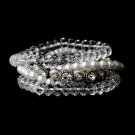 Silver Austrian Crystal Pearl Stretch Bracelet