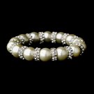 Silver Ivory Pearl Genuine Crystal Stretch Bracelet
