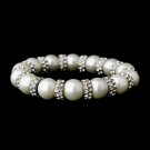 Silver White Pearl Genuine Crystal Stretch Bracelet
