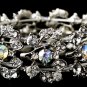 Silver AB Rhinestone Crystal Leaf Stretch Bracelet