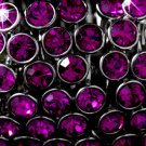 Silver Fuchsia Crystal 5 Row Stretch Bracelet