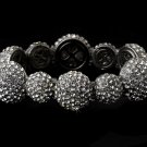 Silver Rhinestone Crystal Round Stretch Bracelet