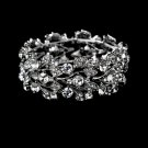 Silver Rhinestone Crystal Leaf Stretch Bracelet
