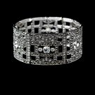 Crystal Encrusted Silver Clear Stretch Bracelet