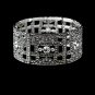 Crystal Encrusted Silver Clear Stretch Bracelet