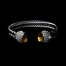 Silver Crystal Citrine Designer Bangle Bracelet