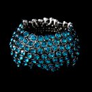 Silver Turquoise Crystal 5 Row Stretch Bracelet