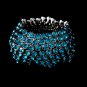 Silver Turquoise Crystal 5 Row Stretch Bracelet