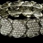 Silver Swarovski Crystal Hearts Stretch Bracelet