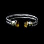 Silver Citrine Rhinestone Tipped Bangle Bracelet
