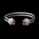 Silver Crystal Pink Designer Bangle Bracelet