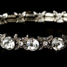 Silver Clear CZ Crystal Bloom Stretch Bracelet