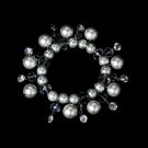 Silver Clear Crystals White Pearl Charm Bracelet