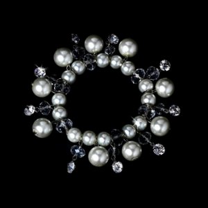 Silver Clear Crystals White Pearl Charm Bracelet