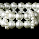 White Pearl Double Strand Stretch Bracelets