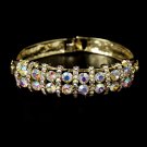 Gold AB Rhinestone Crystal Bridal Cuff Bracelet
