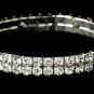 Silver Clear Rhinestone Double Row Stretch Bracelet